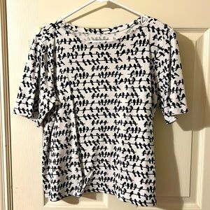 Charter Club Luxury XL White 3/4 Sleeve Black Birds Shirt